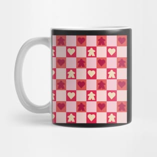 Red Valentine Meeple Gingham Check | Game Night Picnic Checkerboard Mug